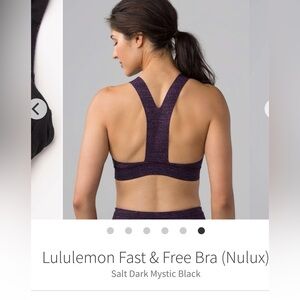 Lululemon fast and free NULUX bra in salt dark mystic black MEDIUM SUPPORT B/C
